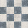 Checkered tile pattern of Checkerboard Bardiglio Marble and Carrara White Marble 12X12 Tumbled Set