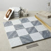 Checkerboard bardiglio nuvolato and bianco carrara marble 12x12 set with gray and white checkered tile pattern