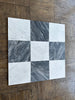 Checkerboard Bardiglio Nuvolato and Oriental White 18x18 mosaic tile panel