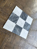 18x18 Checkerboard Bardiglio Nuvolato and Oriental White Marble Tile