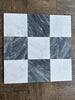 Square mosaic tile panel in Bardiglio Nuvolato and Oriental White 12x12 checkerboard
