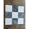 Square mosaic tile panel in Bardiglio Nuvolato and Oriental White 18x18 checkerboard