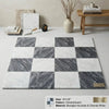 Checkerboard bardiglio nuvolato and oriental white 18x18 floor tiles in dark gray and white marble with natural veining