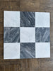 Checkerboard Bardiglio Nuvolato and Oriental White 12x12 marble tile set
