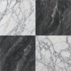 White and gray marble checkerboard tiles with elegant veining in bardiglio nuvolato and Italian statuary marble 18x18