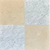 Four square marble tiles from the Checkerboard Bianco Carrara and Crema Marfil 18X18 Set
