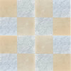 Checkerboard pattern of Bianco Carrara and Crema Marfil marble tiles in 18X18 set