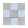 Checkerboard Bianco Dolomite and Crema Marfil 12x12 set with nine square tiles in a pattern