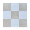 Checkerboard Bianco Dolomite and Crema Marfil 12x12 tile pattern in a product image