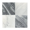Four marble-patterned tiles in Checkerboard Bianco Dolomite and Ming Green Set