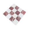Red and white checkered marble mosaic tile from Checkerboard Crema Marfil and Rojo Alicante
