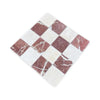Red and white checkered marble mosaic tile from Checkerboard Crema Marfil and Rojo Alicante