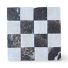 Checkerboard pattern of Emperador Dark and Crema Marfil marble tiles in 6x6 set