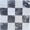 Checkered marble tile pattern with Emperador Dark and Crema Marfil in 6x6 set