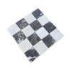 Checkerboard marble tile pattern featuring Emperador Dark and Crema Marfil Tumbled 6x6