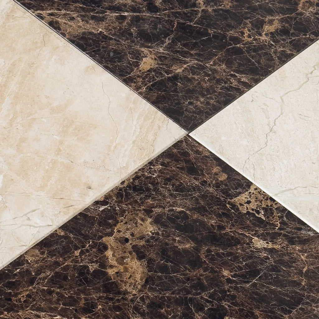 Checkerboard Marble Tile Emperador Dark and Diano– SurfacesGalore