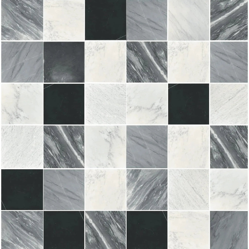 Checkerboard Marble Tile Emperador Dark and Diano– SurfacesGalore