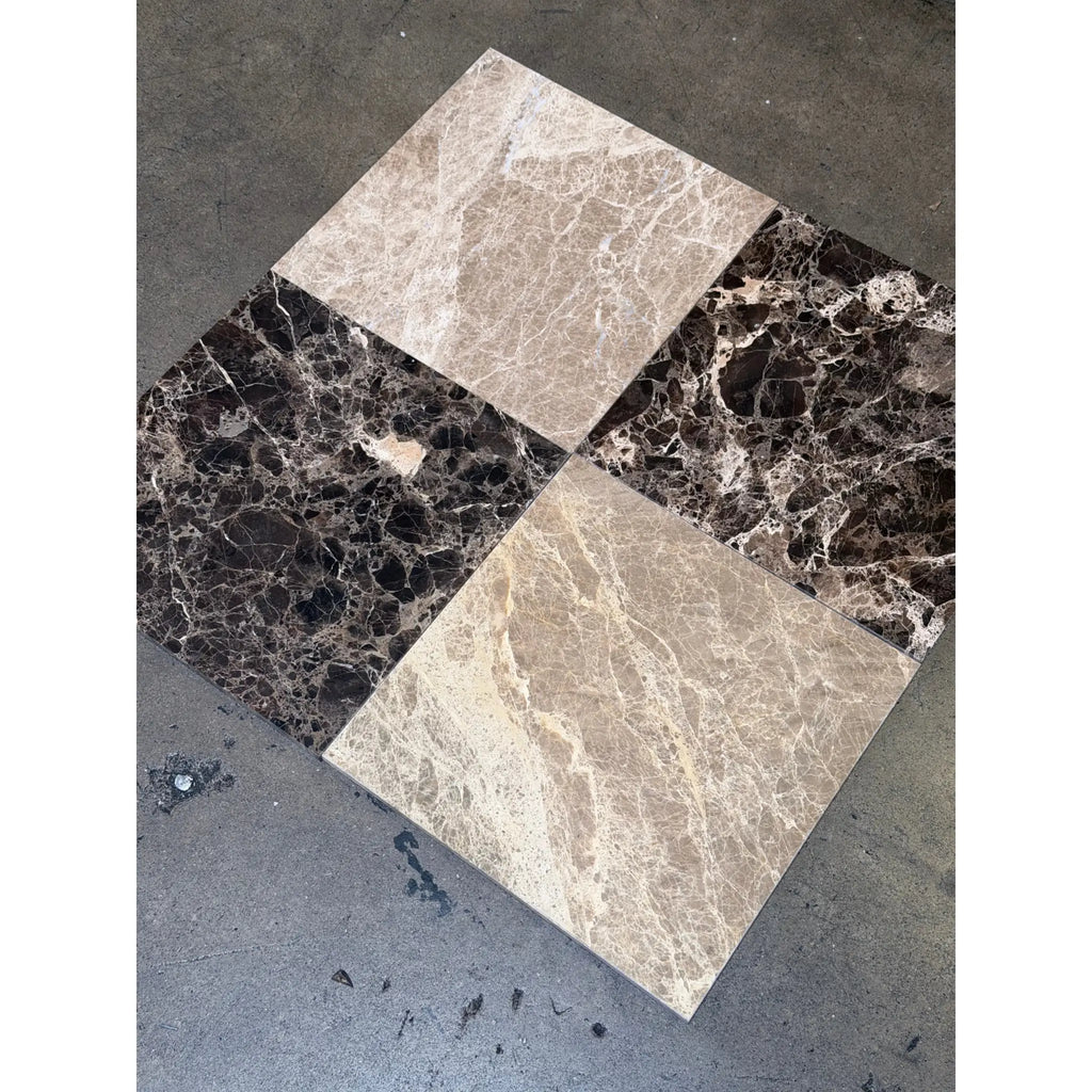Checkerboard Emperador Dark and Light Marble 12x12 Tile Set