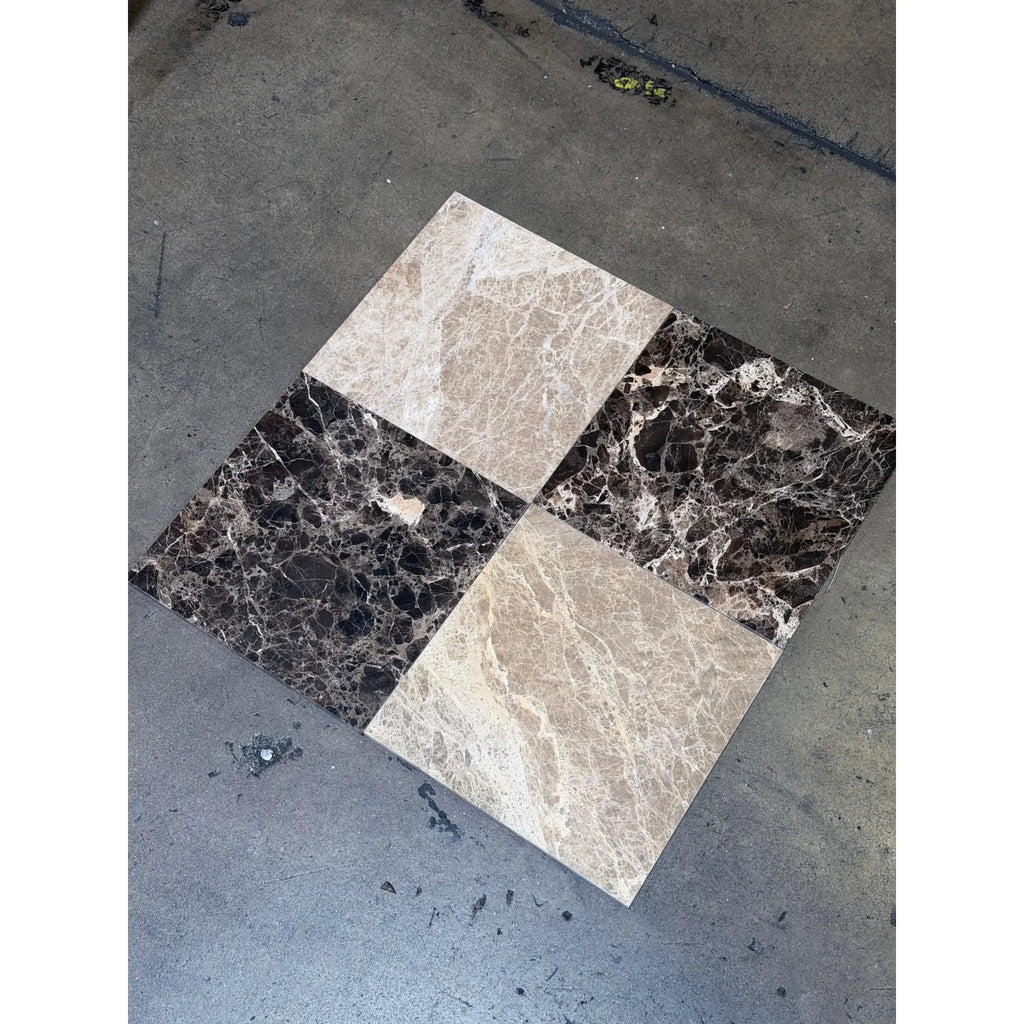 Checkerboard Emperador Dark and Light Marble 12x12 Tile Set