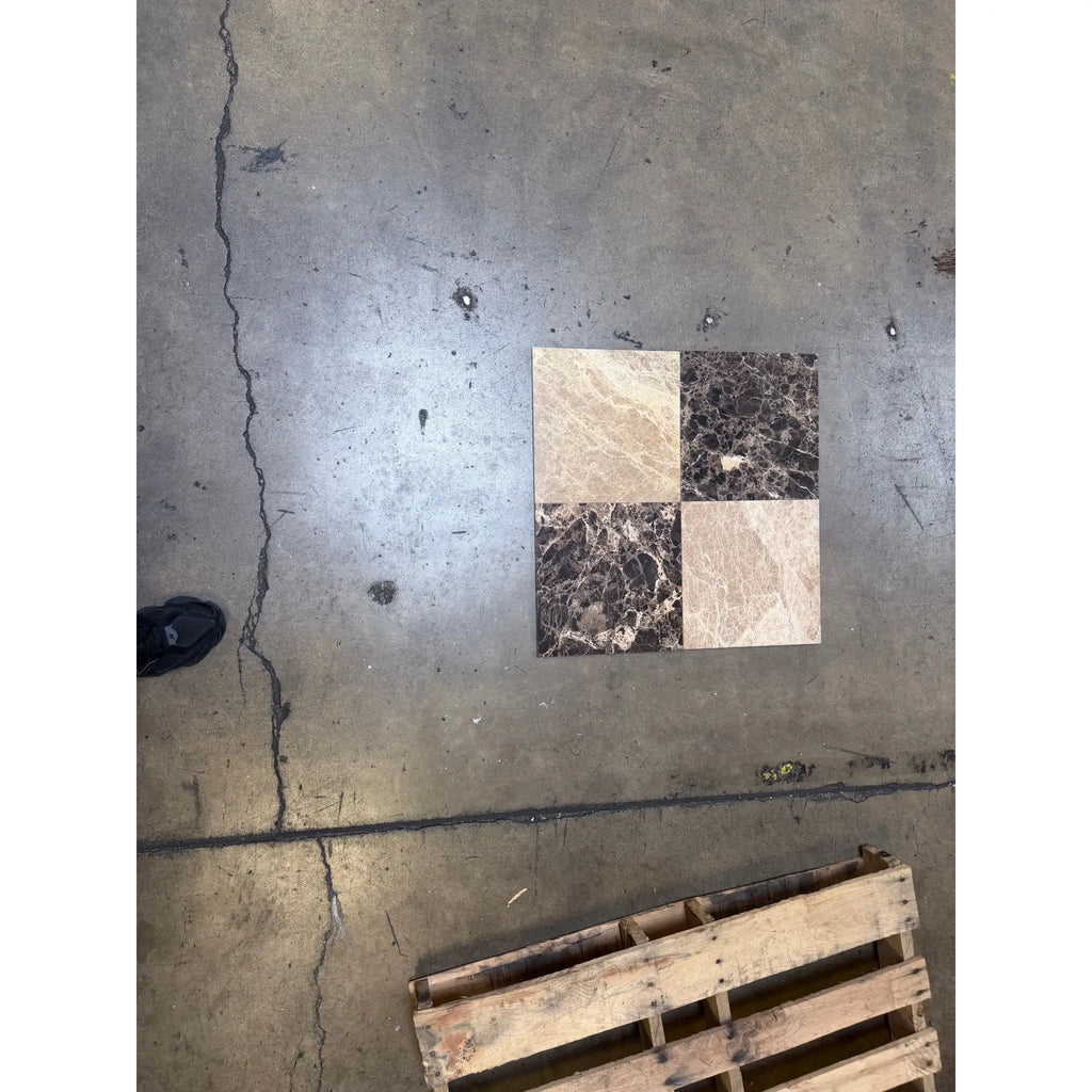 Checkerboard Emperador Dark and Light Marble 12x12 Tile Set
