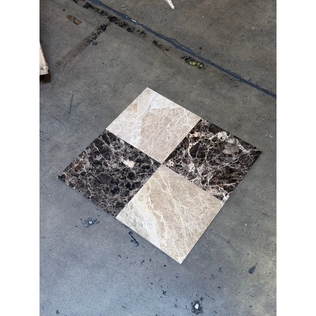 Checkerboard Emperador Dark and Light Marble 12x12 Tile Set