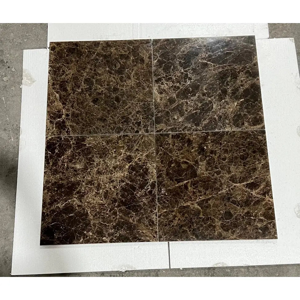 Checkerboard Emperador Dark and Light Marble 12x12 Tile Set