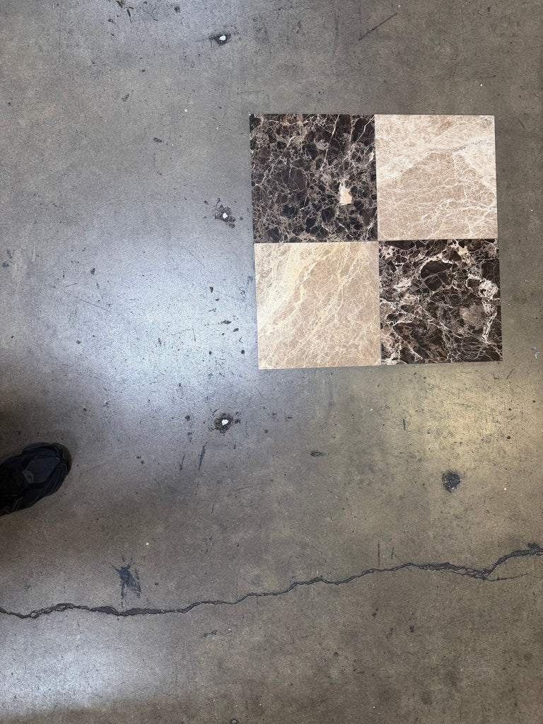 Checkerboard Emperador Dark and Light Marble 12x12 Tile Set