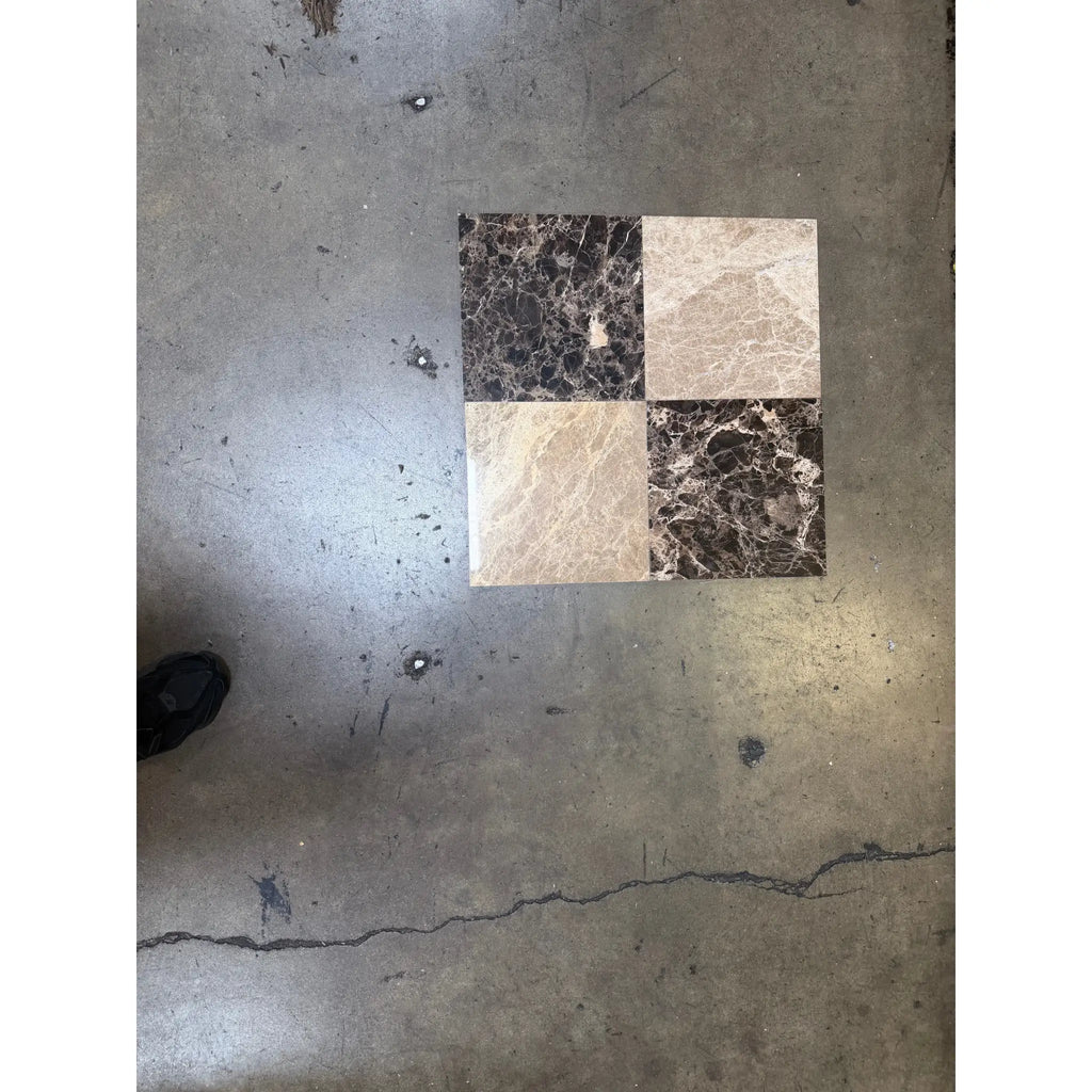 Checkerboard Emperador Dark and Light Marble 12x12 Tile Set