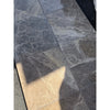 Dark gray Emperador marble tiles with subtle white veining, 12x12 checkerboard set