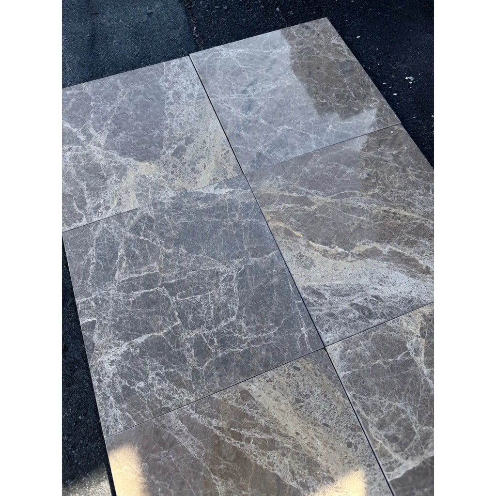 Checkerboard Emperador Dark and Light Marble 12x12 Tile Set