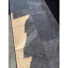 Checkerboard Emperador Dark marble tiles with white veining, 12x12 polished set