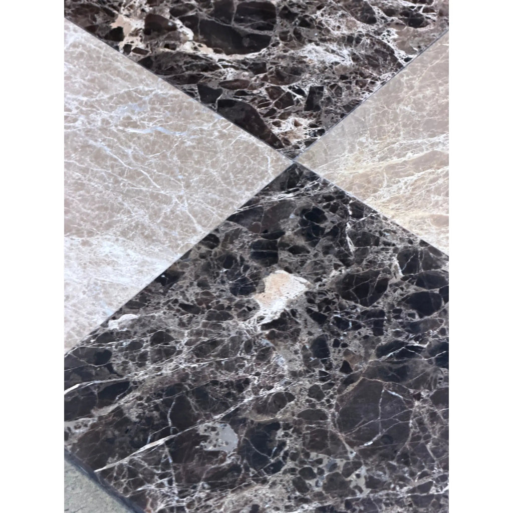 Checkerboard Emperador Dark and Light Marble 12x12 Tile Set