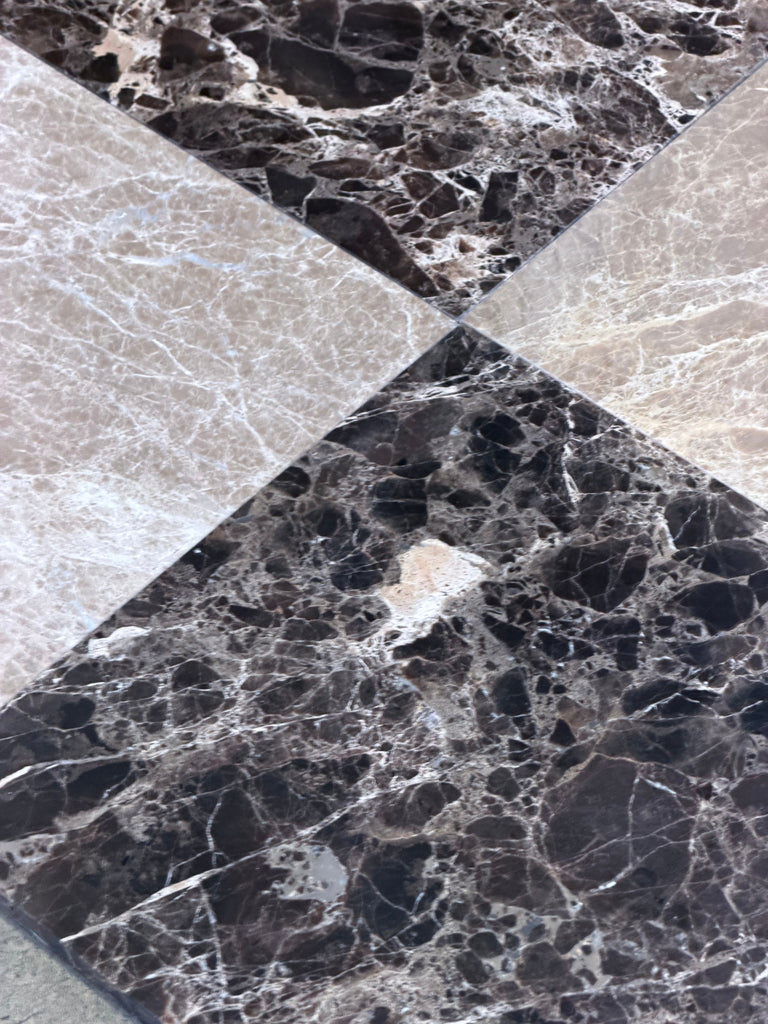 Checkerboard Emperador Dark and Light Marble 12x12 Tile Set