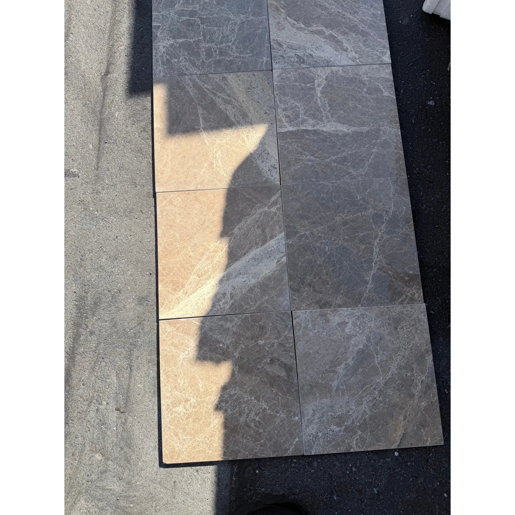 Checkerboard Emperador Dark and Light Marble 12x12 Tile Set