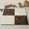 Four square marble tiles in checkerboard emperador dark and diano royal marble 12x12 set with brown and beige colors