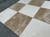 Beige and brown marble checkerboard tile floor from Checkerboard Emperador Light and Crema Marfil 12X12 Set