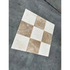 Beige and white checkered ceramic tile with marble-like texture for Checkerboard Emperador Light and Crema Marfil 12X12 Set