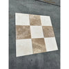 Checkerboard Emperador Light and Crema Marfil 12x12 marble tile coaster set