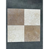 Four-square patterned tile from Checkerboard Ivory and Noce Travertine Tumbled Set