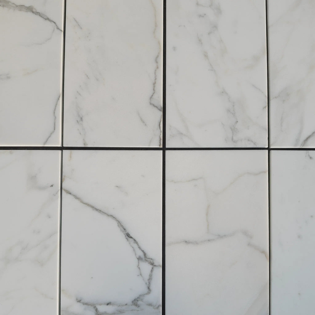 Checkerboard Ming Green Marble and Calacatta Gold Marble 12X12 Set with white marble tiles
