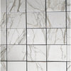 White marble tile pattern in Checkerboard Ming Green and Calacatta Gold 12X12 Set