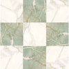 Nine marble tiles from the Checkerboard Ming Green Marble and Calacatta Gold 12X12 Set