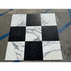 Black and white Nero Marquina and Arabescato Corchia marble checkerboard tiles