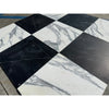 Black and white Nero Marquina and Arabescato Corchia marble checkered tiles set