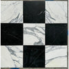 Nine-tile checkerboard pattern of black Nero Marquina and white Arabescato Corchia marble