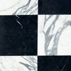 Black and white marble checkerboard pattern from Checkerboard Nero Marquina and Arabescato Corchia Marble 18X18 Set