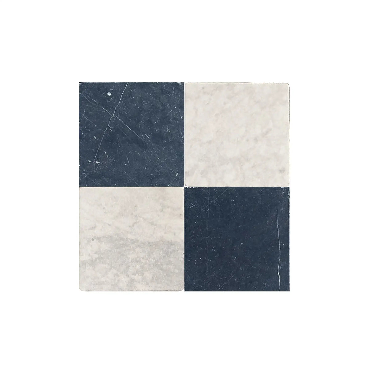 Checkerboard Nero Marquina Carrara Marble Tiles– SurfacesGalore