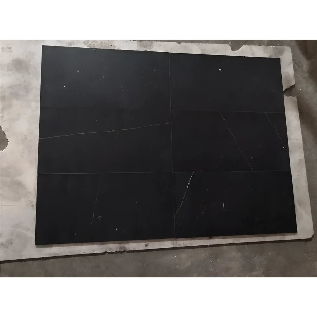 Checkerboard Nero Marquina Carrara Marble Tiles