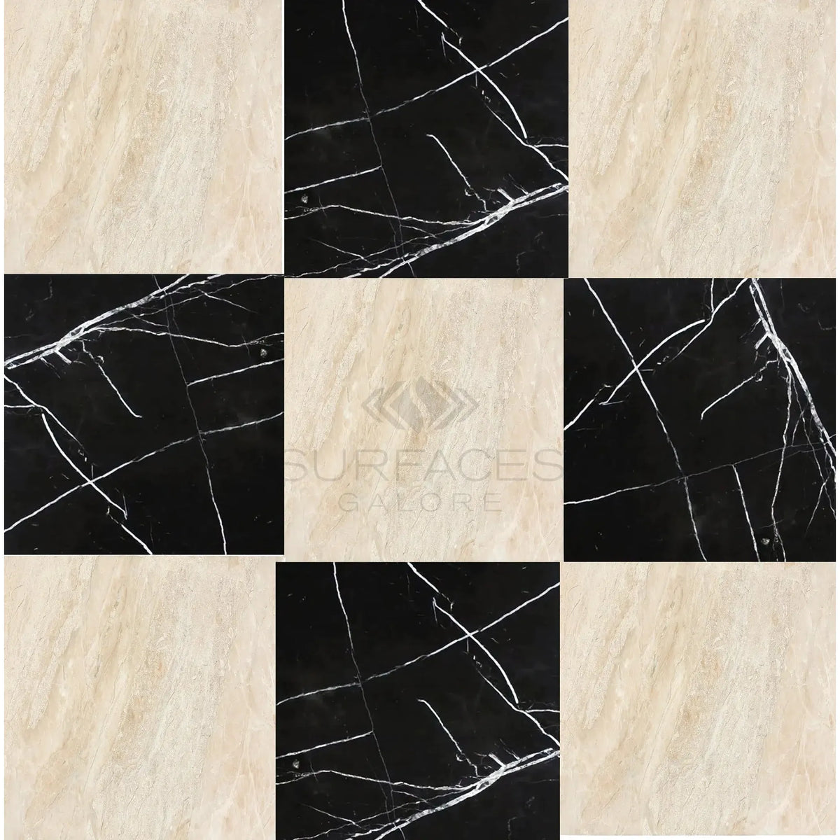 Nero Marquina Diano Royal Marble Checkerboard Set