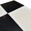 Glossy black and white checkered Nero Marquina and Thassos marble tile